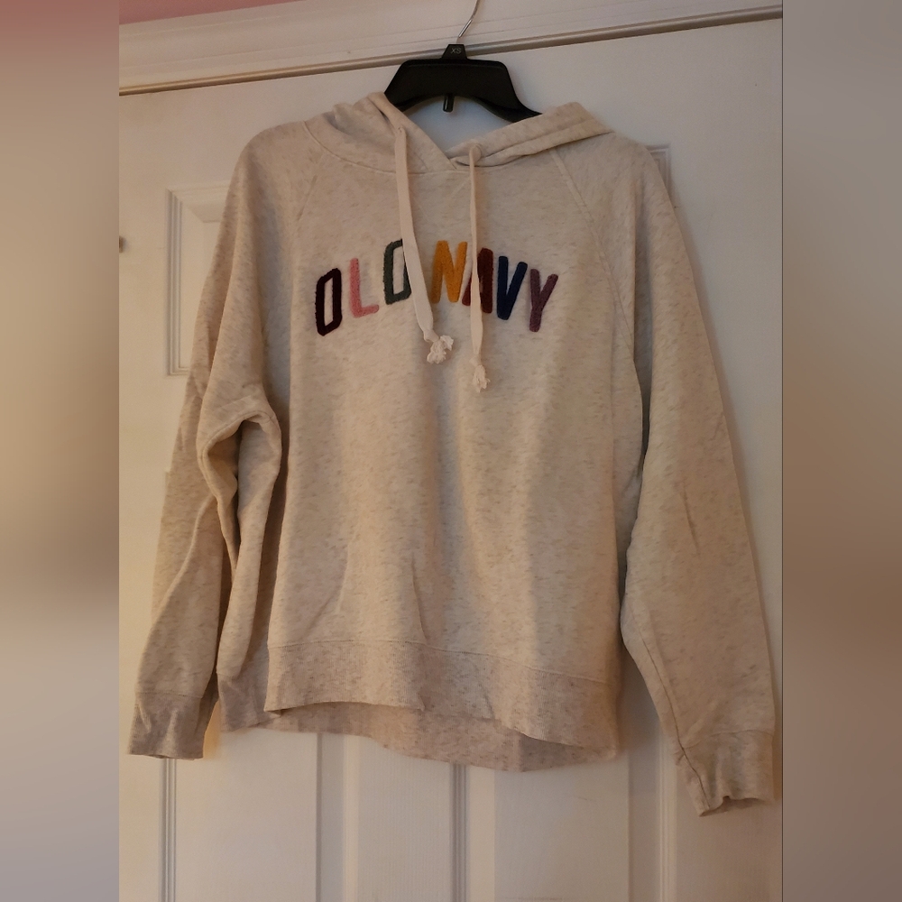 Old Navy Cream Hoodie with Multicolor Logo